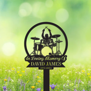 Custom Drum Memorial Sign, Drummer Memorial Stake, Personalized Drummer Name Sign, Sympathy Sign, Grave Marker, Remembrance Stake, Drummer Gift