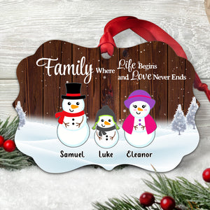 Snowman Family - Personalized Ornament - Christmas Gift For Family