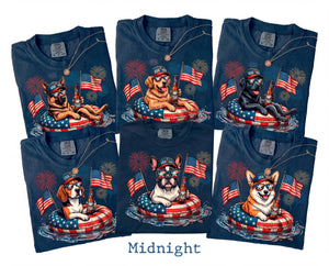 Patriotic Dogs Comfort Colors 4th of July Dog T-Shirts, 124+ Dog Breeds, Custom Available, USA Flag, Fireworks, USA 250 Shirt