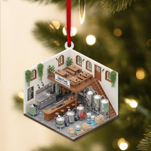 PERSONALIZABLE Brewery Ornament, CUSTOMIZABLE Name Gift for Beer Lovers & Brewers, Mini Taproom Christmas Tree Decor, Pub Holiday Keepsake