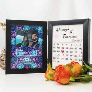 Custom Music Player With Photo & Date - Personalized Flower Hinged Double Frame - Gift For Family, Couple, Mother, Friends