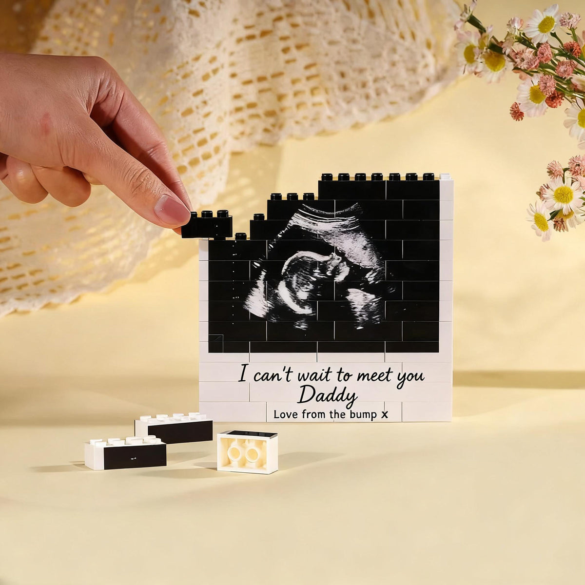Personalised Ultrasound Building Blocks, Baby Photo Puzzle Blocks, Puzzle Decor, New Baby Gifts for Dad New, Father's Day Gift