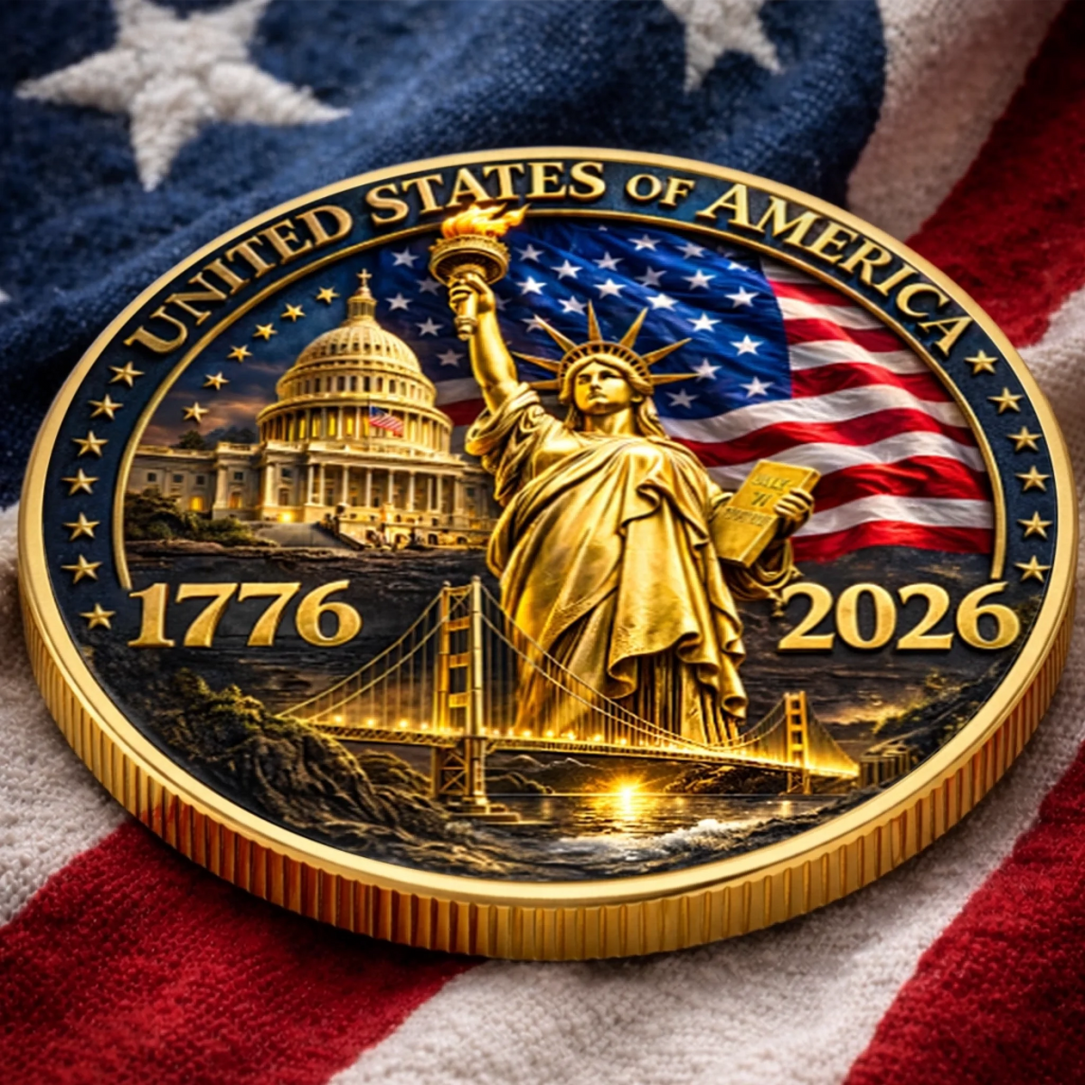 Personalized United States 250th Anniversary Liberty Keepsake Metal Coin (1776 2026)