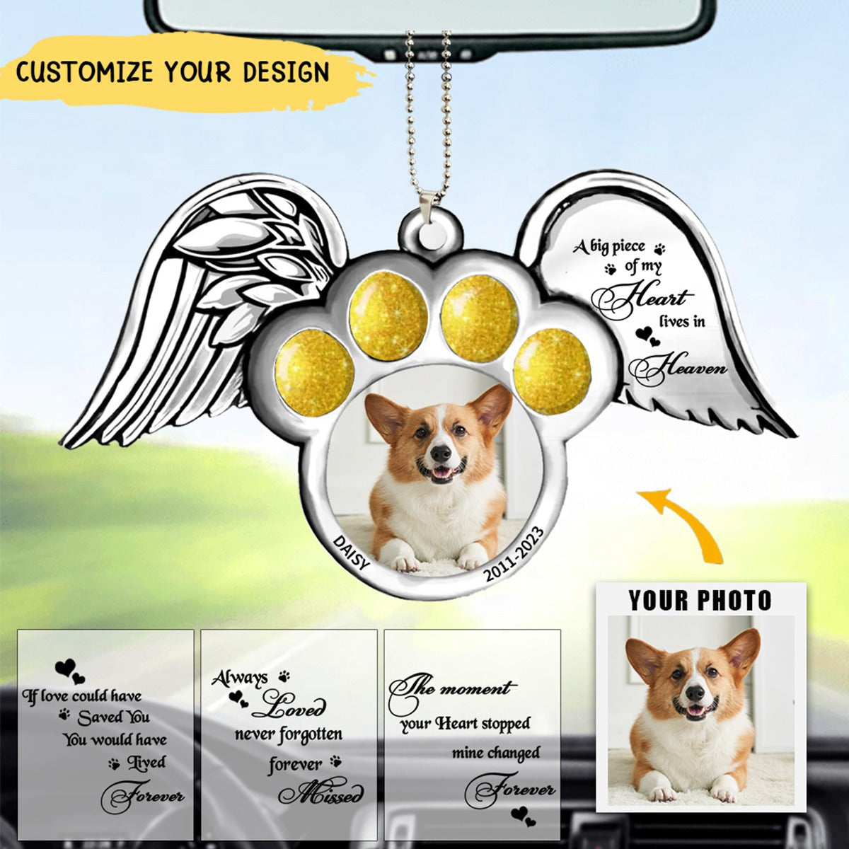 Custom Personalized Memorial Dog Wings Aluminum/ Acrylic Ornament - Memorial Gift Idea For Christmas - Upload Pet Photo - The Moment Your Heart Stopped Mine Changed Forever 2_1_5000x_2f19b065-fdce-405d-b502-e9f2891302b7.jpg