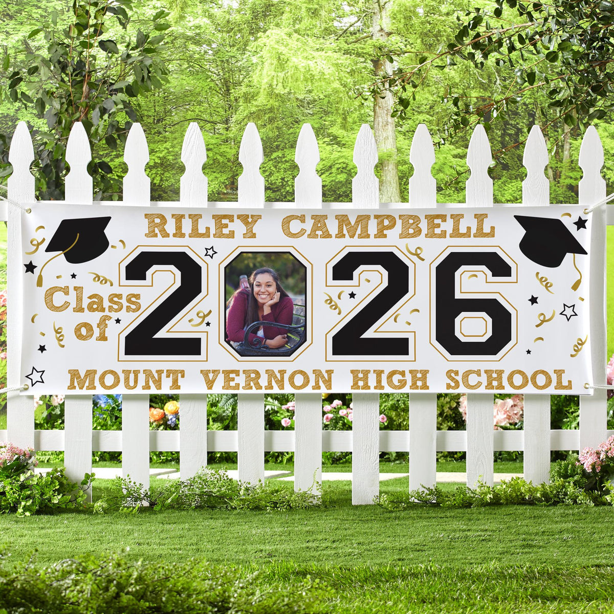 Personalized Graduation Banner with Photo Class of 2026 Custom Name High School Yard Party Decoration