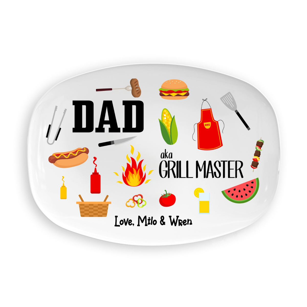 Dad a.k.a Grilling Master - Personalized Platter - Gift For Dad, Grandpa, Father's Day