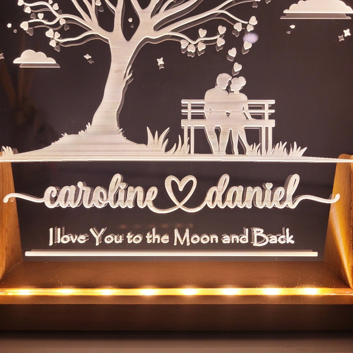 Personalized Night Light, Romantic Couple, Desk Name Plate Night Light, Anniversary Gift, Gift for Him/Her, Birthday Gift
