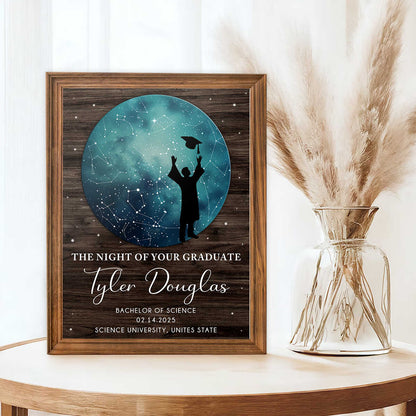 Star Map Graduation Gift For Him Canvas, Custom Star Map Canvas, Graduation Present For Son, Graduation Keepsake For Him