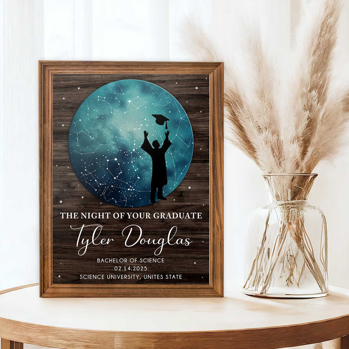 Star Map Graduation Gift For Him Canvas, Custom Star Map Canvas, Graduation Present For Son, Graduation Keepsake For Him