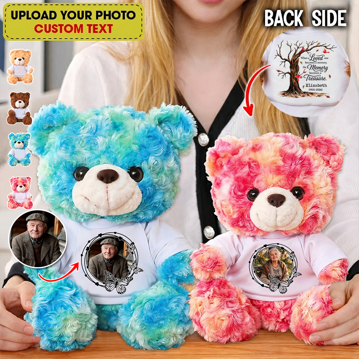 Memorial Tree Butterflies Cardinals Teddy Bear - Memorial Gift - Personalized Plush Bear