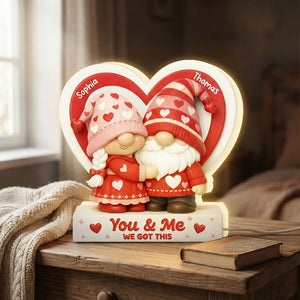 Eternal Love Gnome Couple - Personalized Acrylic Light Box - Valentine's Day Gift For Couple, For Him, For Her