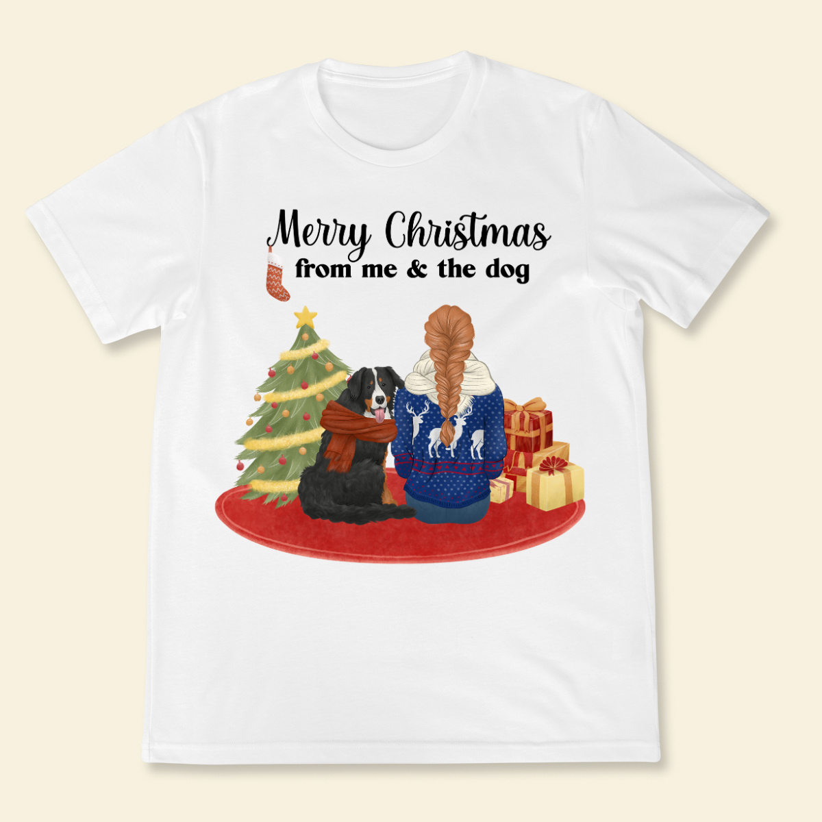 Merry christmas from me & the dogs Personalized T Shirt Christmas Gift For Dog Lovers Gift For Dog Mom Dog Dad Winter Season Gift