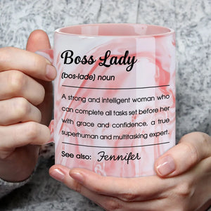 Boss Lady - Personalized Marble Mug - Gift For Your Boss, Gift For Friends, Bestie, Sister