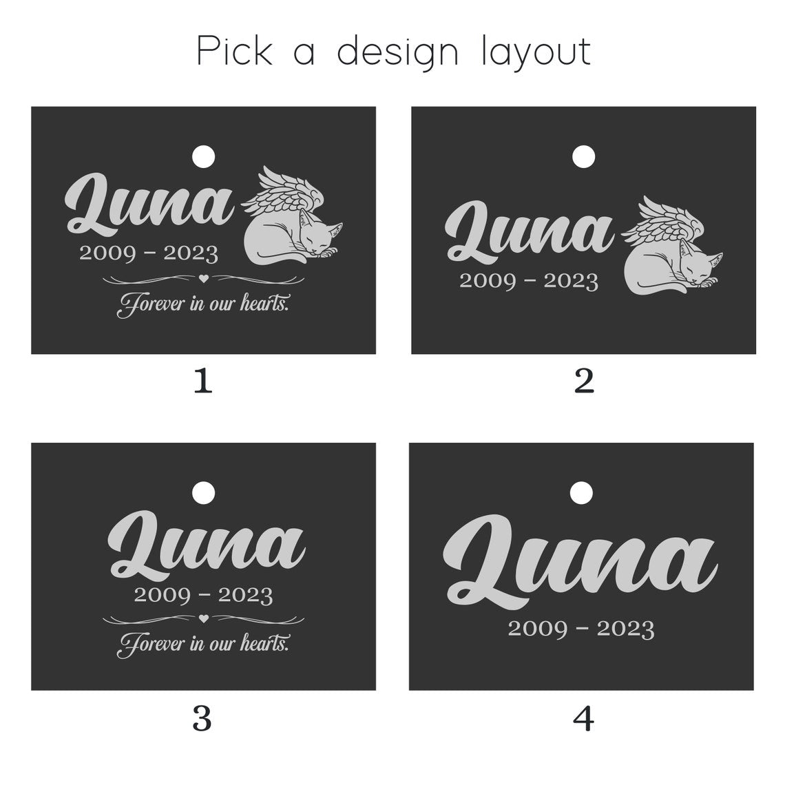 Custom Tall Hanging Cat Memorial Plaque, Slate Sign and Stainless Steel Stake Marker