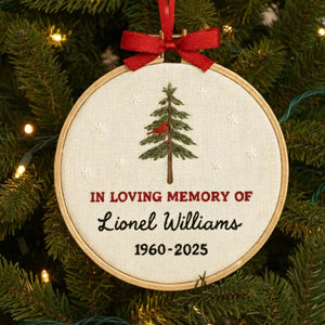 Personalized Memorial Embroidered Ornament, Dad Mom Loss Remembrance Gift