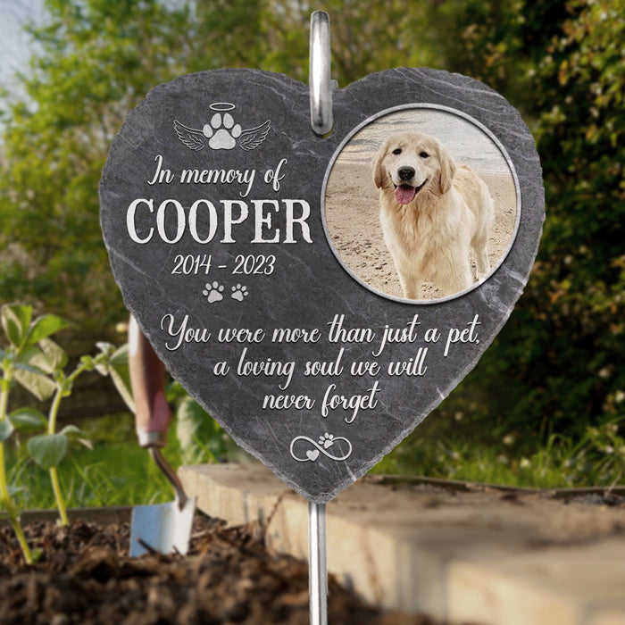 A Loving Soul We Will Never Forget Memorial Dog Photo - Personalized Slate Plaque - Memorial Gift For Pet Owner