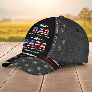 First American Dad Now American Papa - Personalized Classic Cap - Gift For Dad, Father's Day, Birthday Gift