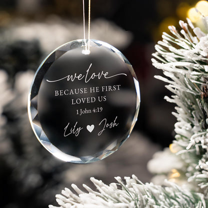 Personalized Christian Wedding Ornament, Custom Bible Verse Ornament, Our First Christmas Wedding, Couple Engagement Gifts