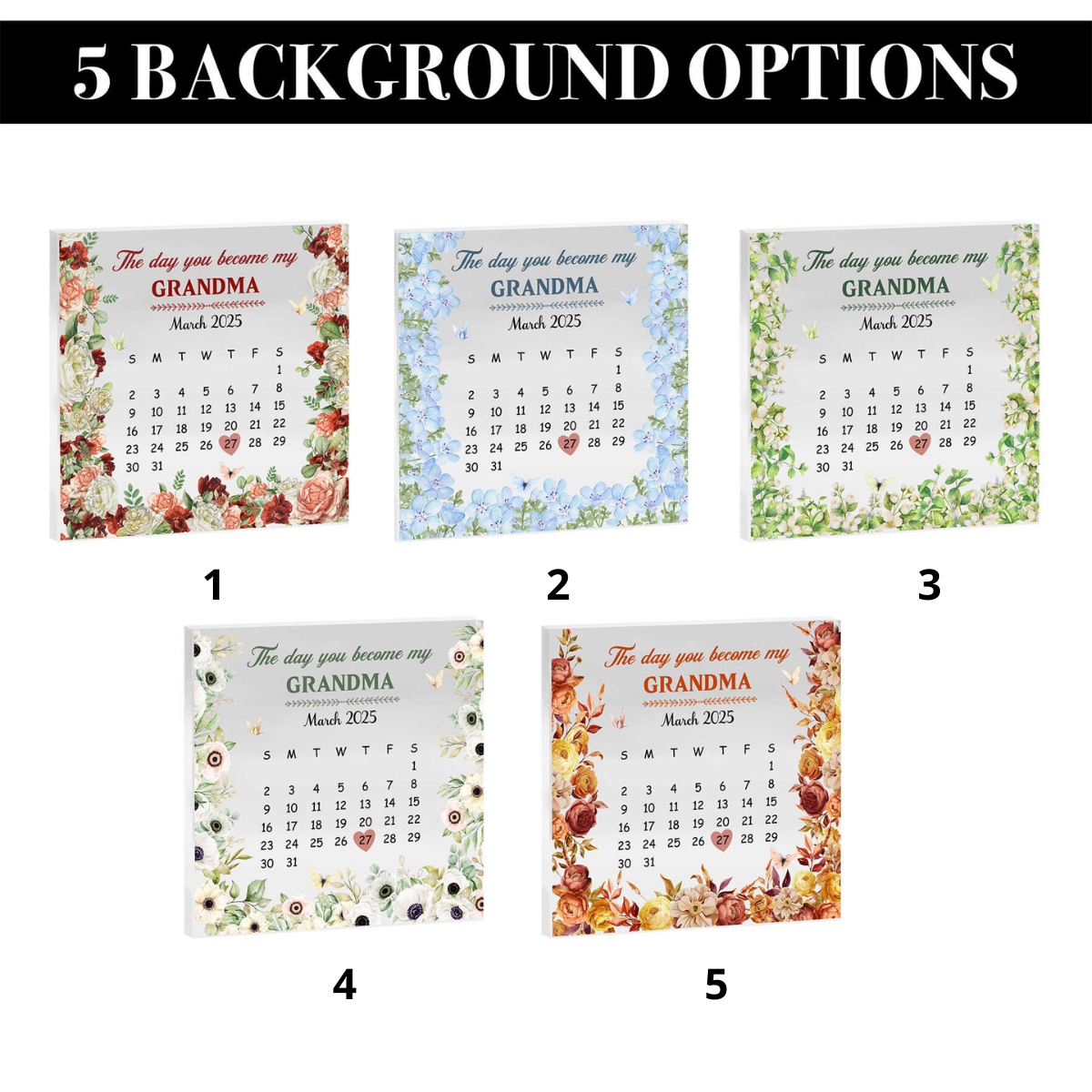 Personalized New Grandma Calendar Acrylic Block, Custom Calendar Acrylic, The Day You Became My Grandma, Grandma Gift, Mothers Day Gift For Grandma