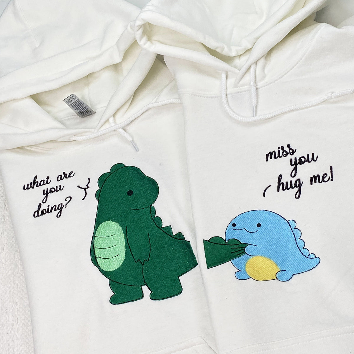 Cute Dinosaur Couple Shirt, Embroidered Couple Shirt, Matching Couple Shirt, Gifts For Couples