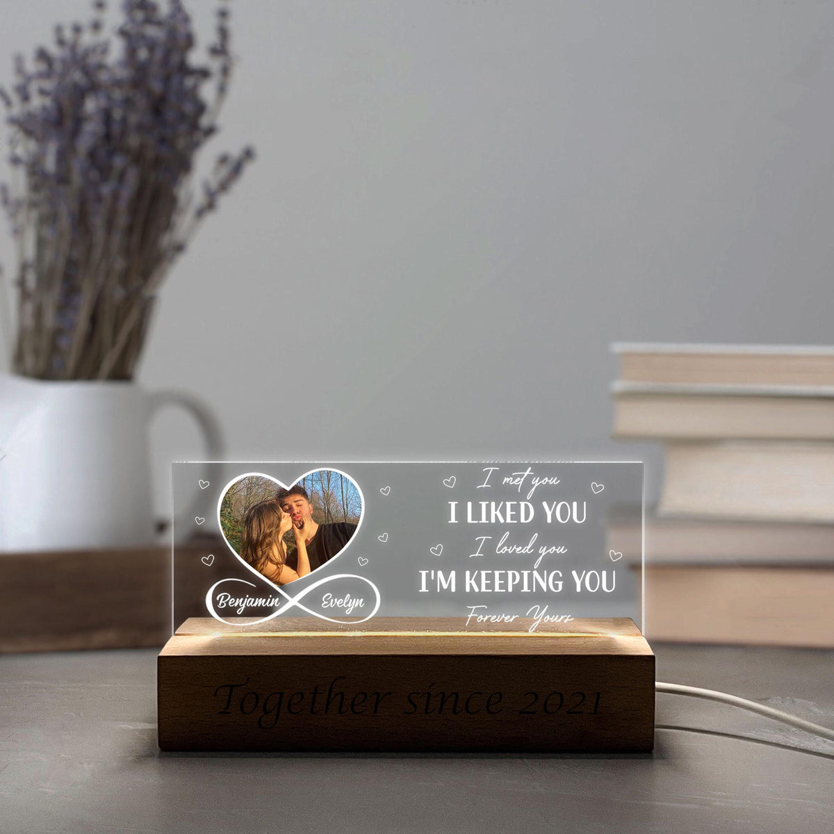 Loved You Then, Love You Still, Personalized Couple Night Light, Romantic Valentine Couple, Wedding Gift, Gift for Her, Anniversary Gift, Bedroom Lamp