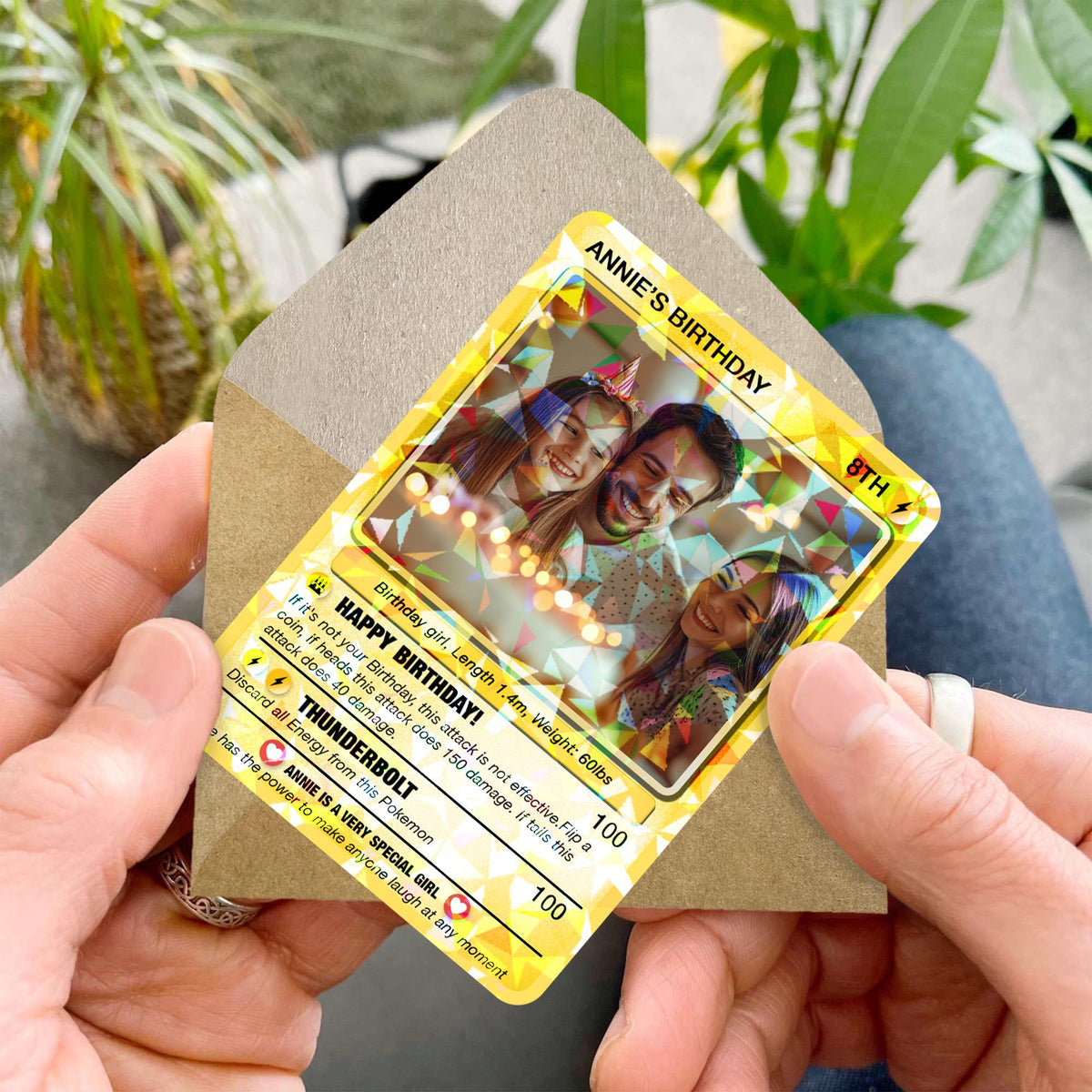 Personalized Poke Card in Birthday, Birthday Wallet Card, Birthday Photo Card from Kids, Custom Poke Anniversary Card, Happy Birthday Gift