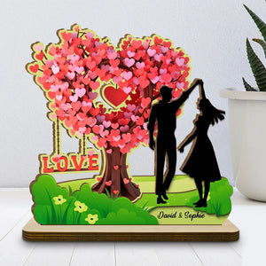 Love Tree Couple - Personalized Wooden Plaque - Valentine's Day Gift, Anniversary Gift For Couple