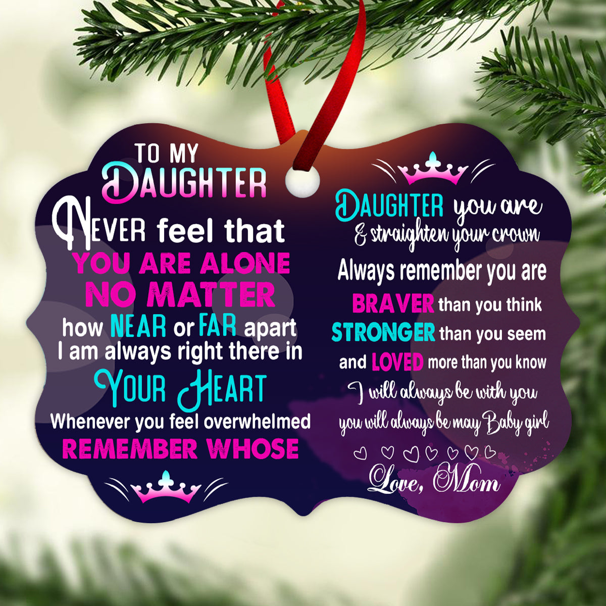 To My Daughter Never Feel That You Are Alone Butterfly - Personalized Ornament - Gift For Daughter