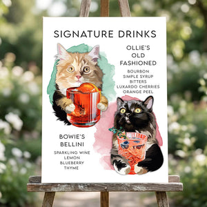 Pet signature drink sign, wedding bar drink cat, signature cocktail wedding, dog cocktail bar menu sign