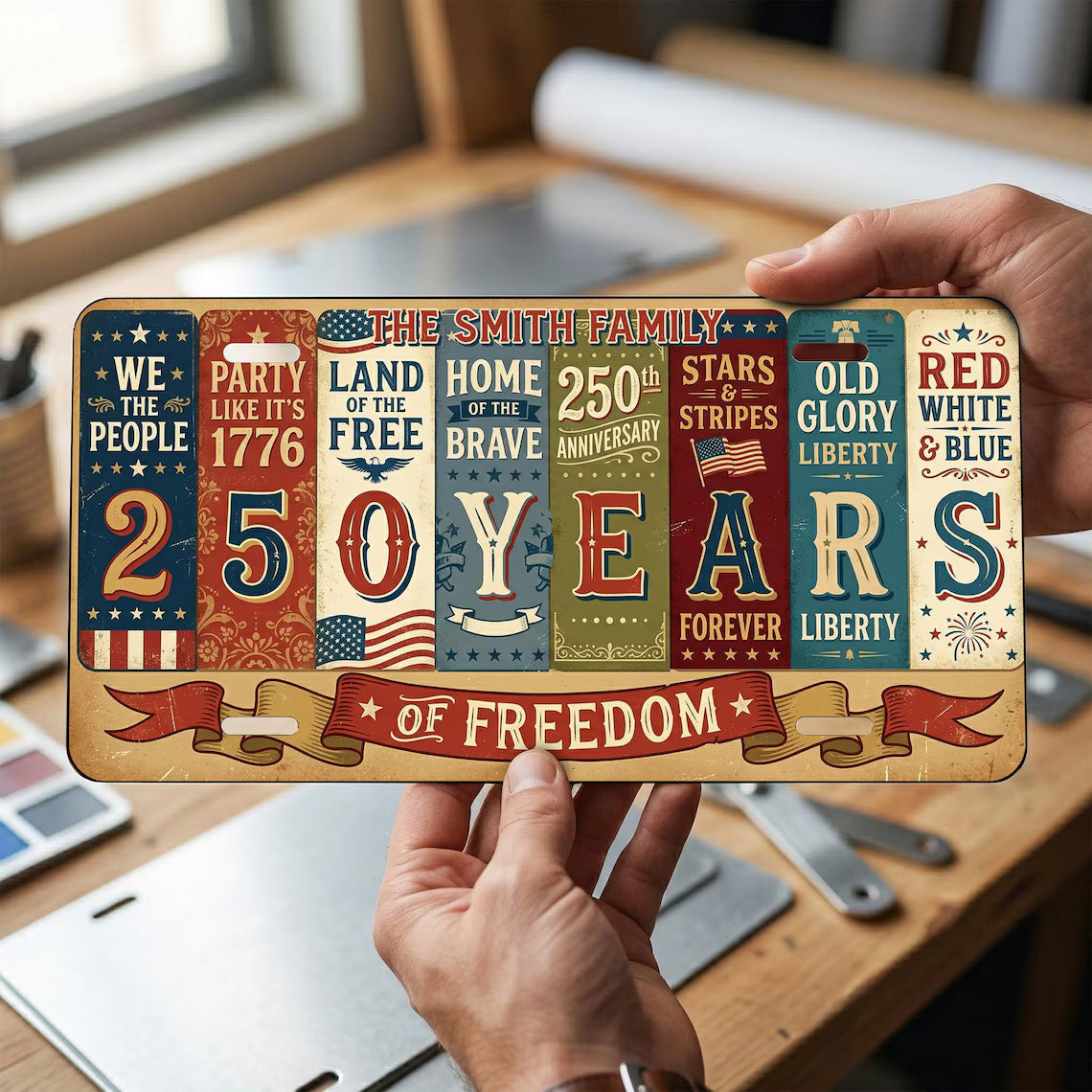 Custom USA 250th Anniversary Cut Metal Sign, Patriotic 1776-2026 Personalized Patriot Gift, 4th Of July Wall Art Decor