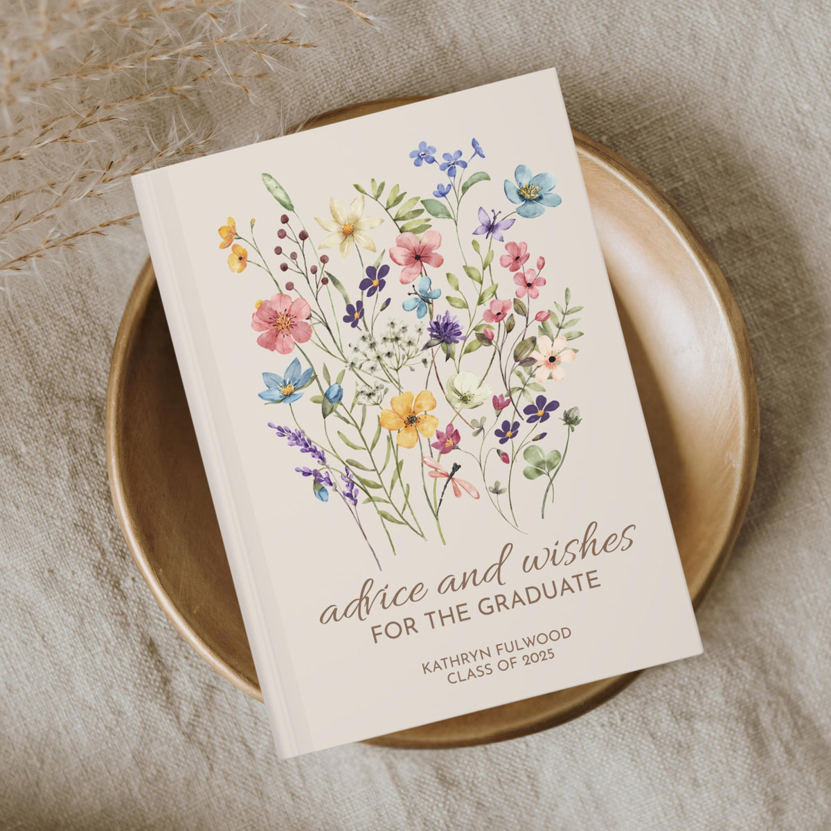 Custom Wildflower Graduation Guest Book, Personalized Floral Graduation Advice & Wishes To The Grad, Masters