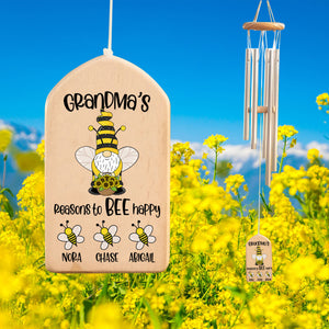 Grandma's Reason To Bee Happy, Cute Grandkid Bee - Personalized Windchime - Gift For Grandma, Mother's Day, Birthday Gift