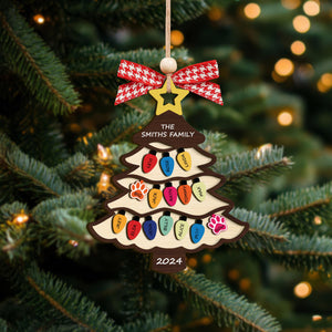 Personalized Family Wooden Ornament 2024, Family Name Ornaments, Custom Family Tree, Xmas Gift First Christmas Ornament, Grandkids Ornament