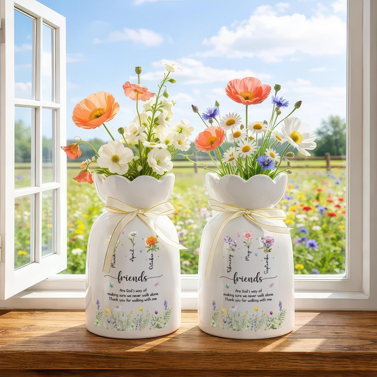 Best Friend Gift, Personalized Birth Flower Vase, Friendship Flower Vase, BFF Gift, Soul Sister Gift, Custom Flower Vase for Bestie