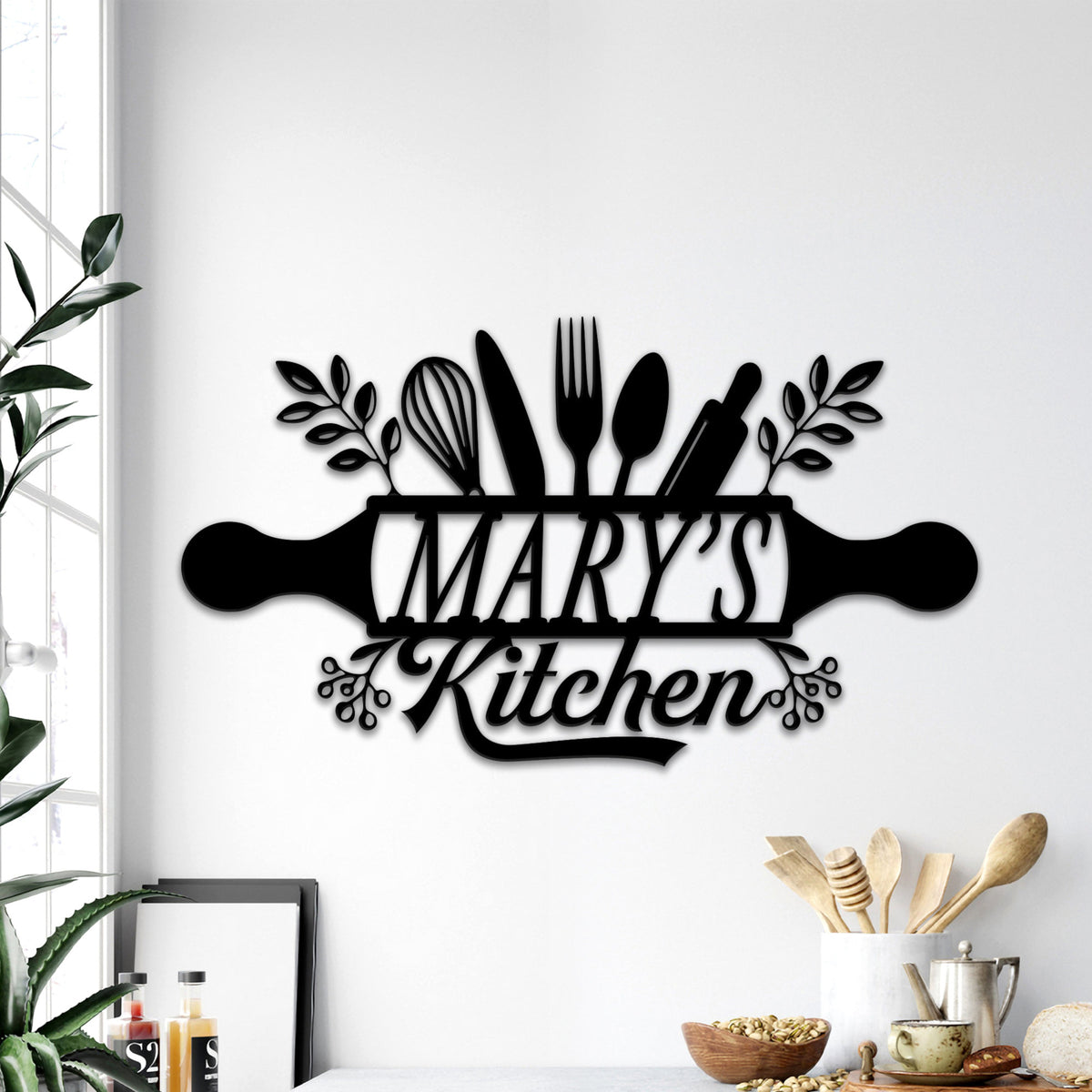 Custom Metal Sign for Kitchen Led Light, Kitchen Name Sign, Gift for Mom Grandma, Kitchen Wall Decor, Mothers Day Gift, Chef Sign, Tools