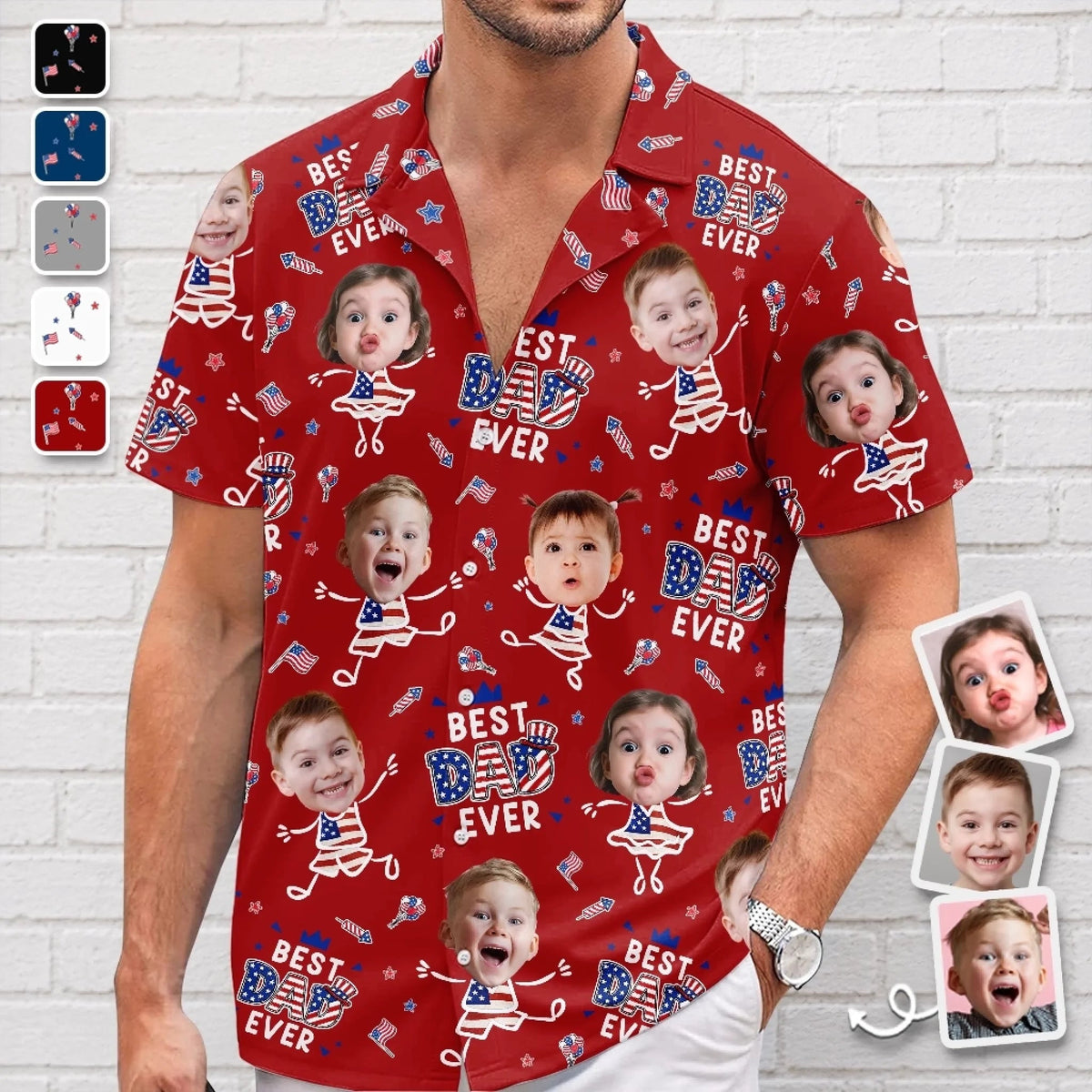 Dad Energy - Personalized Hawaiian Shirt - 4th Of July Gift, Independence Day Shirt, Gift For Dad, Papa