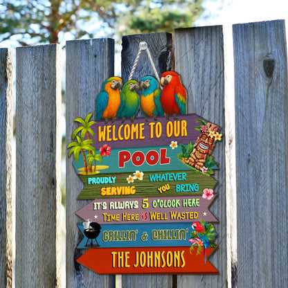 Welcome To Our Patio - Personalized Wood Sign - Summer Gift For Family, Home Decoration