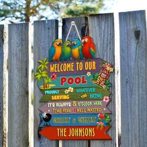 Welcome To Our Patio - Personalized Wood Sign - Summer Gift For Family, Home Decoration