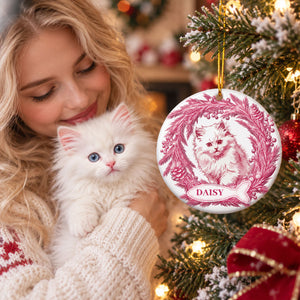 Custom Photo Pet Christmas Memorial, Dog Cat Christmas Photo, Pet Portrait Custom Name Gift - Personalized Ornament