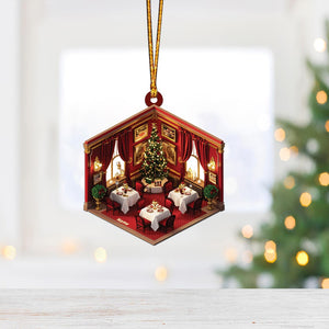 Personalized Restaurant 2D Flat Christmas Ornament, Restaurant Car Ornament, Restaurant Owner Holiday Gift Housewarming Gift