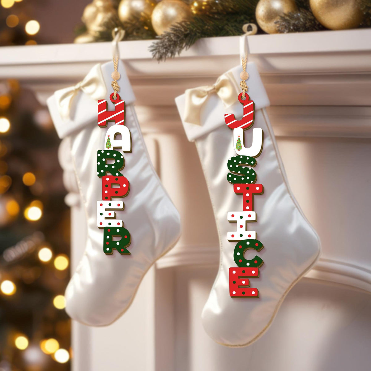 Personalized Christmas Name Letter Ornament 2025, Custom Christmas Ornament, Stocking Ornament, Custom Reindeer Name Ornament, Kids Ornament