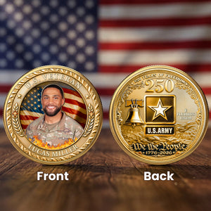 U.S. Veteran 250 Years Of Freedom Custom Photo - Personalized Metal Coin - Gift For Soldier, Veteran, Patriotic Gift