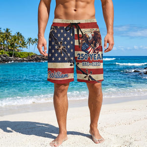 Custom Face 250th Anniversary Swim Trunks Personalized Photo Men Beach Shorts