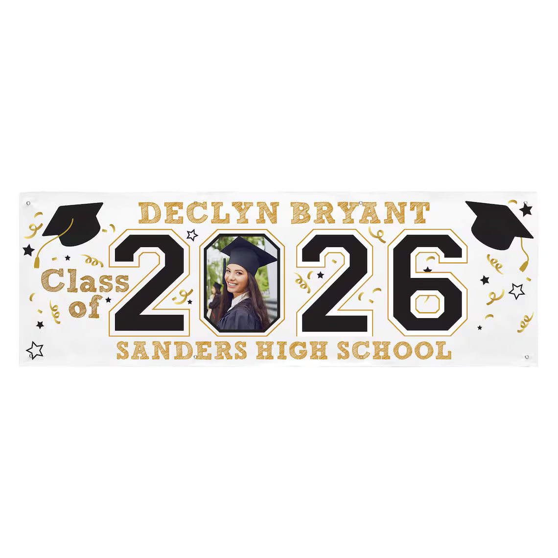 Personalized Graduation Banner with Photo Class of 2026 Custom Name High School Yard Party Decoration