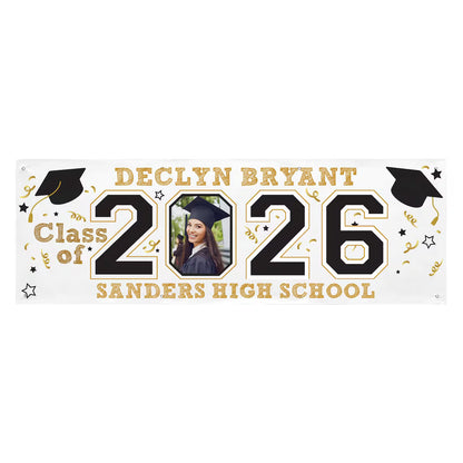 Personalized Graduation Banner with Photo Class of 2026 Custom Name High School Yard Party Decoration