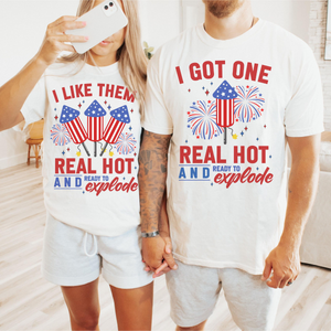 Comfort Colors Funny Couples Fourth of July Shirts, Adult Humor 4th of July Matching Shirts for Couples, Independence Day Couple Tees