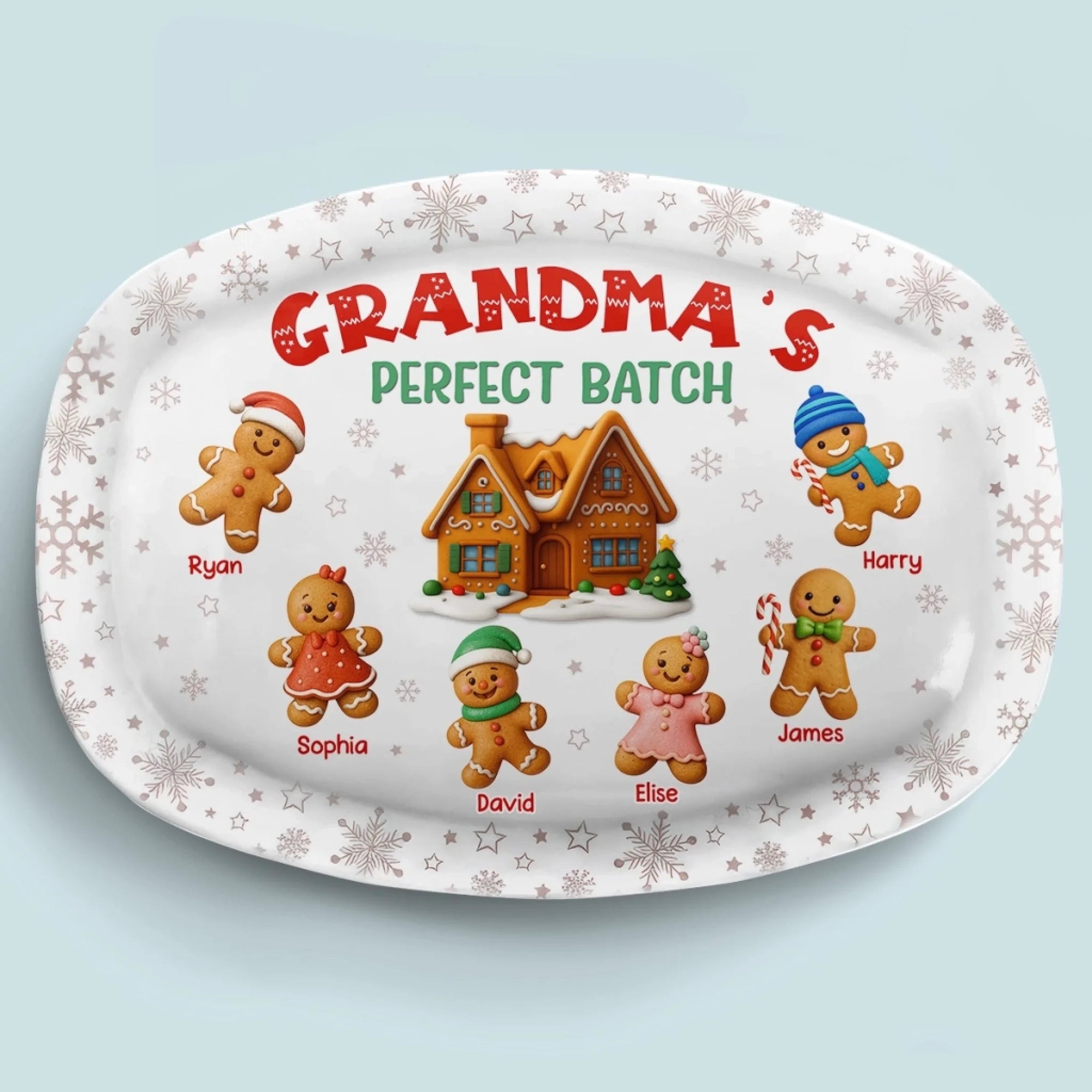 Gingerbread House With Christmas Little Cookies - Personalized Platter - Christmas Gift, Holiday Home Decoration