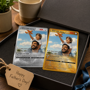 Custom Trainer Card Father's Day Gift, Personalized Gamer Dad Gift, Anime Inspired Keepsake Card, Photo Card for Dad, Gift for Dads
