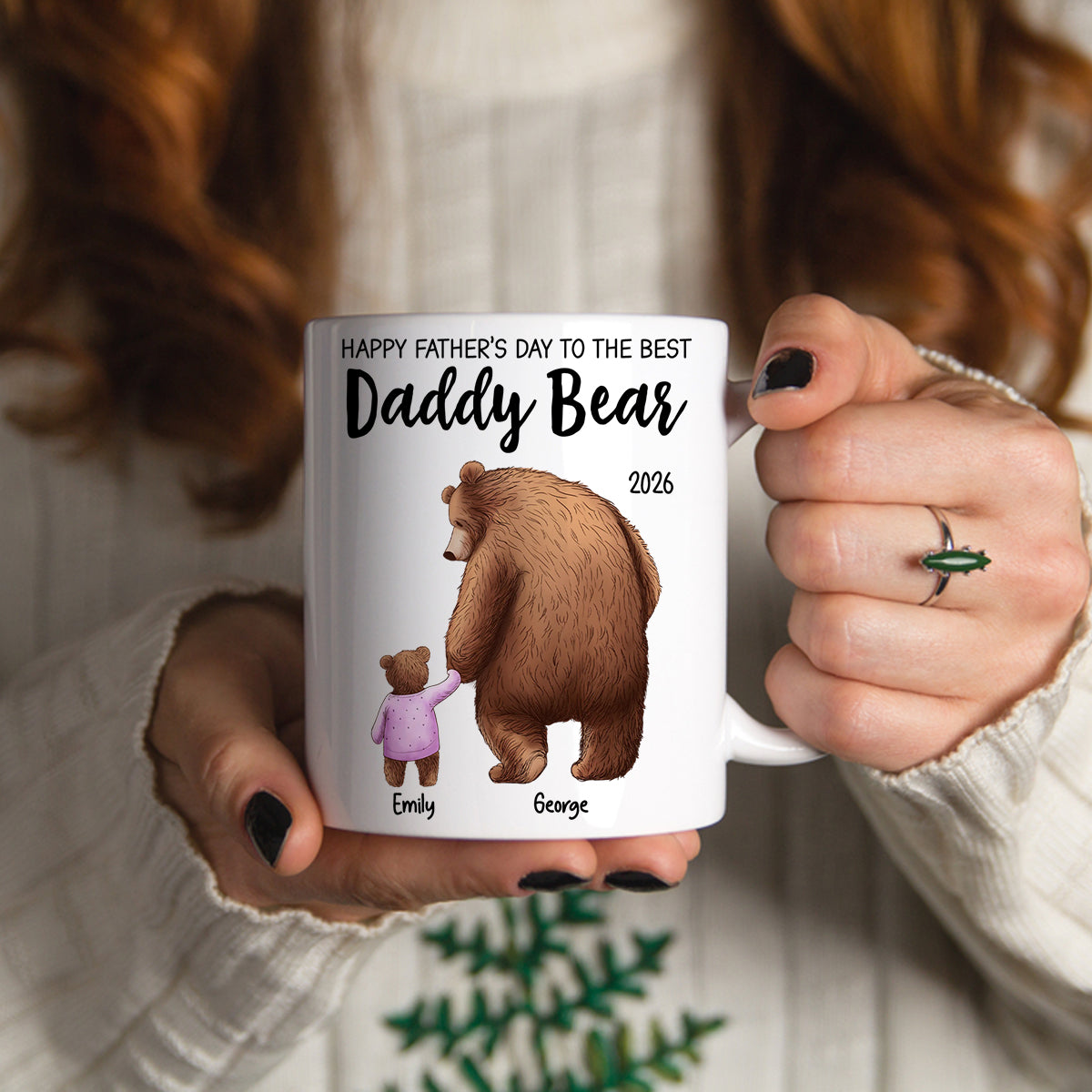 Happy 1st Father's Day Daddy Bear & Cub - Personalized Mug - Father's Day Gift For New Dad