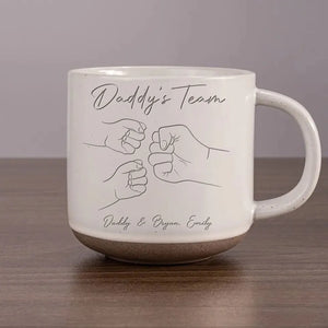 Best Dad Ever Fist Bump - Personalized Engraved Pottery Mug - Father's Day Gift for Dad